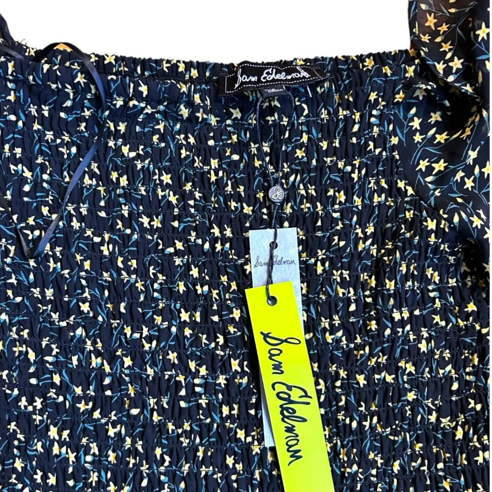 Sam Edelman Floral Smocked Long-Sleeve Dress Size 8 NWT - Picture 4 of 12